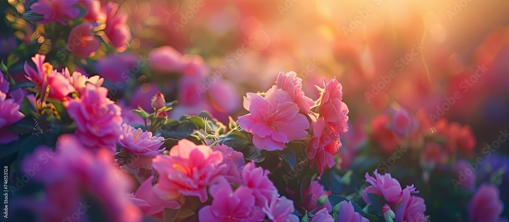 A bunch of colorful flowers blooming in the green grass, illuminated by the early morning sunlight. The flowers stand out against the backdrop of the fresh, lush grass. A bunch of colorful flowers blooming in the green grass, illuminated by the early morning sunlight. The flowers stand out against the backdrop of the fresh, lush grass.