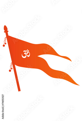 Saffron flag with om word in white, vector saffron flag