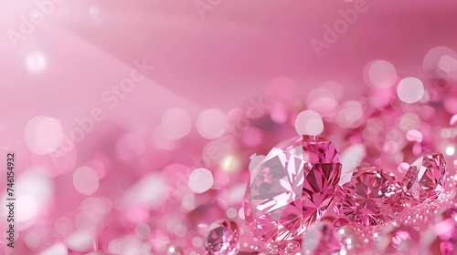 banner for a jewelry store with copy space, pink diamond on a pink background close-up with space for text