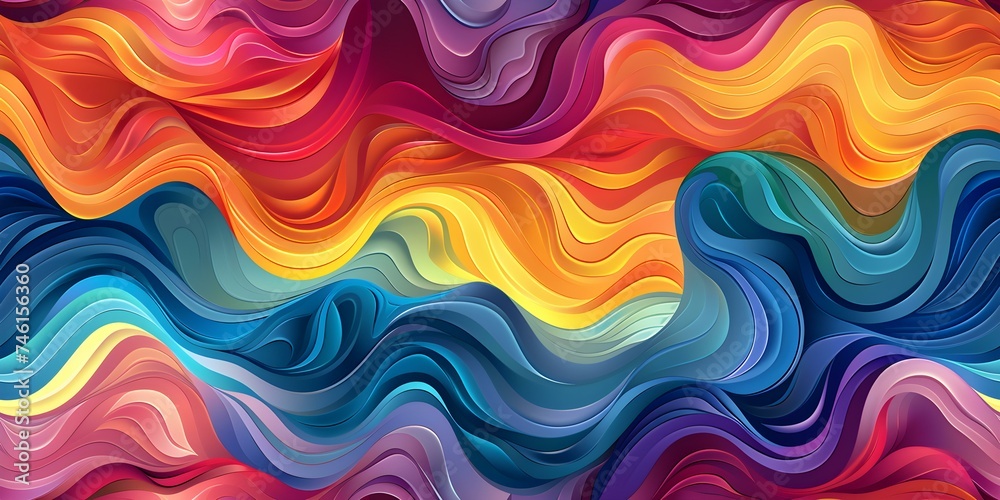 Abstract artistic wave design in various colors on a blank background seamless background. Concept Abstract Design, Artistic, Wave Pattern, Colorful, Seamless Background