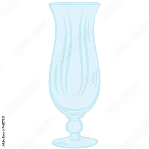Illustrated empty hurricane cocktail glass