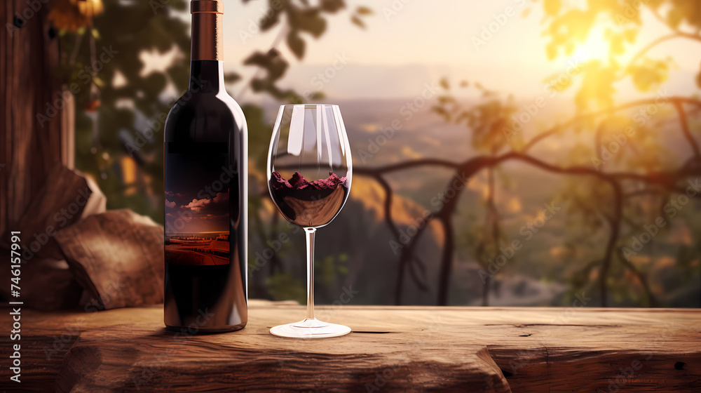 Fototapeta premium A bottle of fine red wine, commercial shot