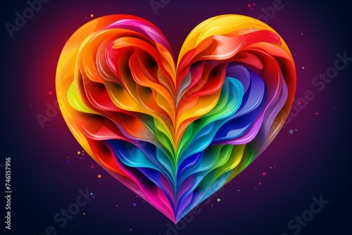 Vibrant Rainbow colored leaf heart. Art design. Generate Ai