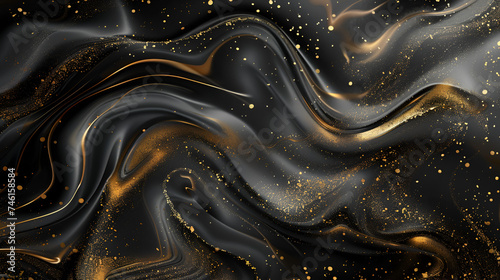 business card background, black with gold abstract wave background