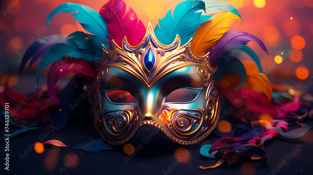 Top view of ornate Venetian carnival mask Top view of ornate Venetian carnival mask