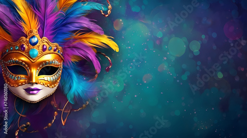 Top view of ornate Venetian carnival mask © ma
