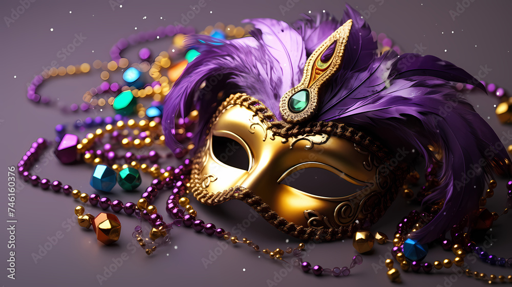 Top view of ornate Venetian carnival mask Top view of ornate Venetian carnival mask