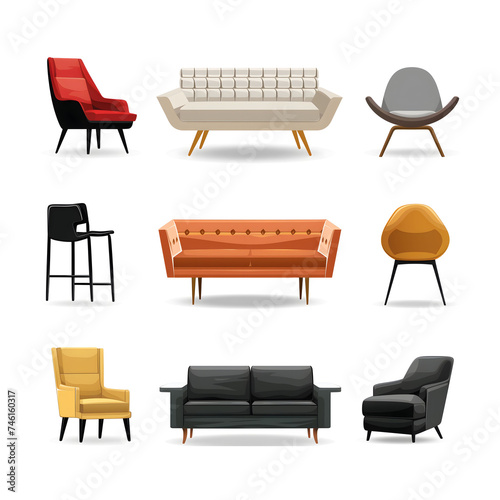 vector minimalistic furnitures for modern room interior design photo