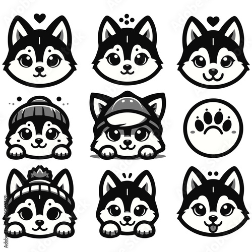 Cut husky dog face vector illustration (ID: 746160769)