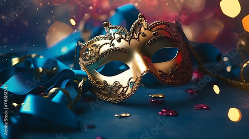 Top view of ornate Venetian carnival mask © ma