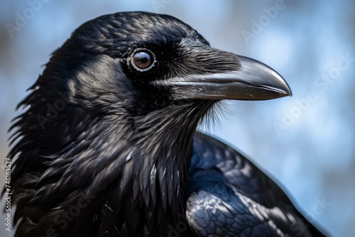 Majestic Raven bird fly. Nature crow bird. Generate Ai