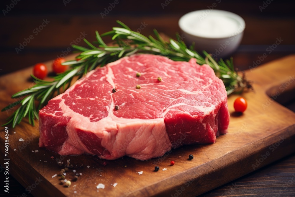 Raw beef steak. Protein fresh slice. Generate Ai Raw beef steak. Protein fresh slice. Generate Ai