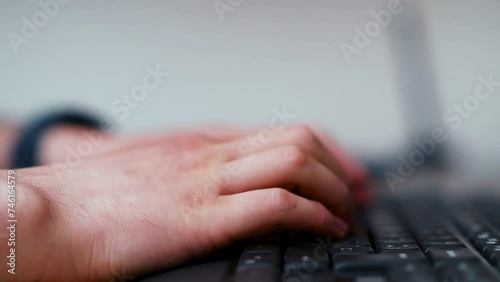 horizontal video of man hands using black keyboard, technology and devices for communication, internet and online shopping