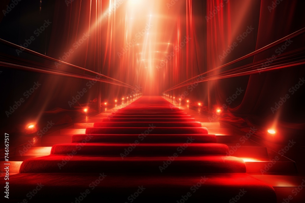 Vibrant Red carpet blurred glowing. Lifestyle festival. Generate Ai Vibrant Red carpet blurred glowing. Lifestyle festival. Generate Ai