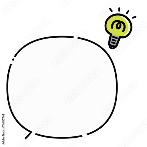 ひらめいた破線の吹き出し