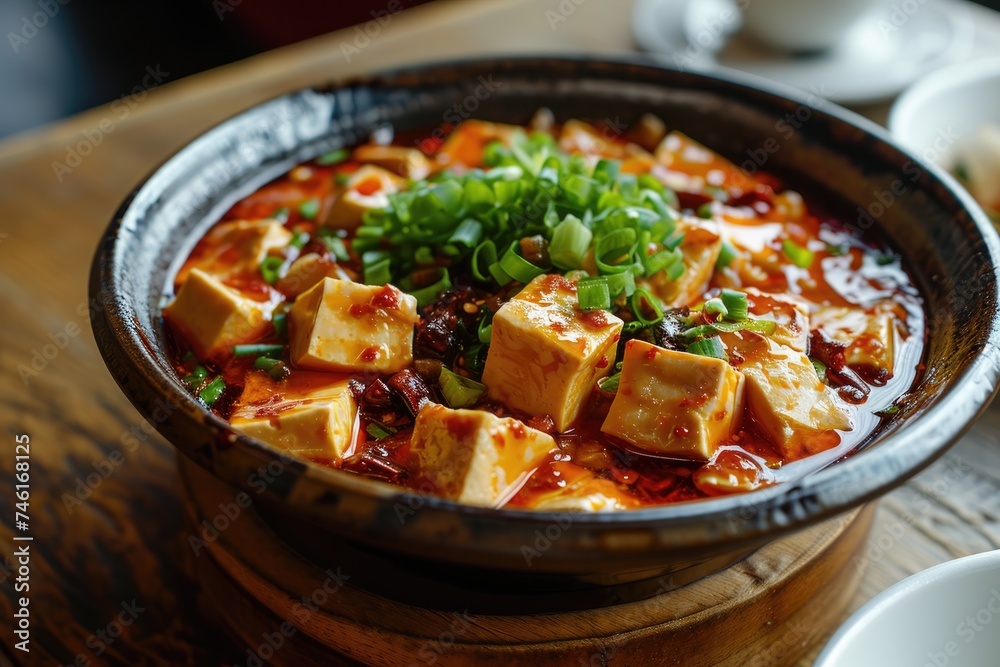 Ma Po Tofu in a ceramic bowl Ma Po Tofu in a ceramic bowl