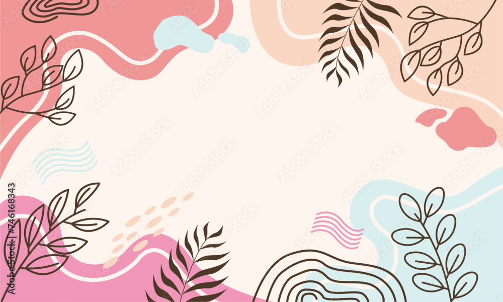 Flat abstract floral leaves background Flat abstract floral leaves background