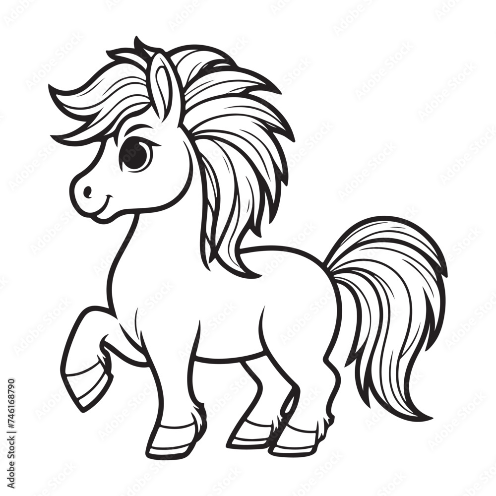 line art of horse cartoon lifting his leg vector line art of horse cartoon lifting his leg vector