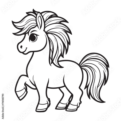 line art of horse cartoon lifting his leg vector