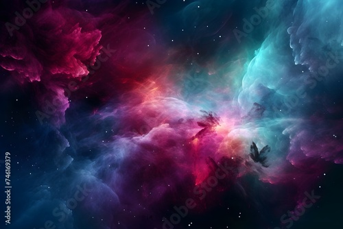 Nebula Galaxy Background With Purple Blue Outer Space Cosmos Clouds And Beautiful Universe Night

