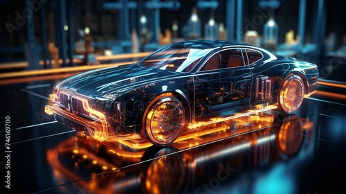 オレンジに光る車,Generative AI AI画像