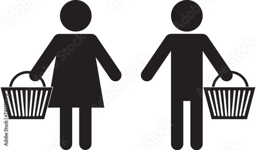 Man and woman with a basket icon