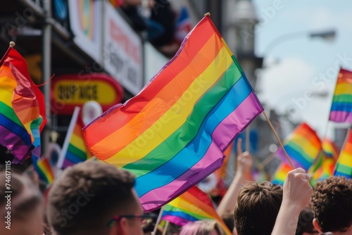 LGBTQ Pride esoteric. Rainbow polka dot colorful leadership diversity Flag. Gradient motley colored coral LGBT rightsparade egogender pride community photo