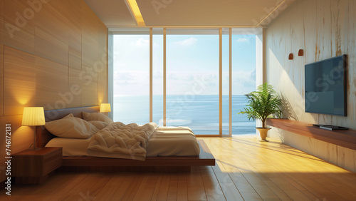 Serenity by the Sea: A Modern Hotel Bedroom Interior © 대연 김