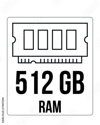 512 GB RAM. Ram memory vector, speed and technological processing concept, computer hardware