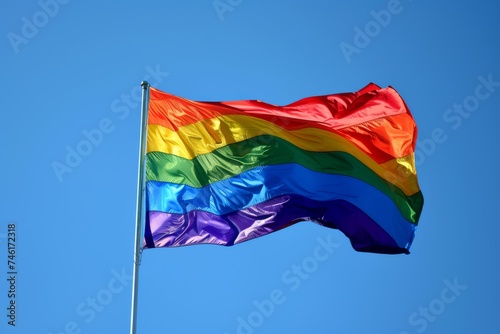 LGBTQ Pride performance. Rainbow agender colorful group cooperation-building diversity Flag. Gradient motley colored pride festival LGBT rightsparade silver chalice pride community