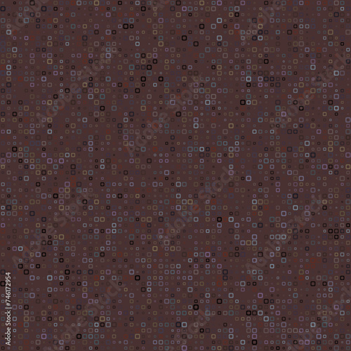 Seamless geometric pattern. Rounded square frames in multiple colors. Dark red, maroon, brown, black with matching background. Admirable vector illustration.