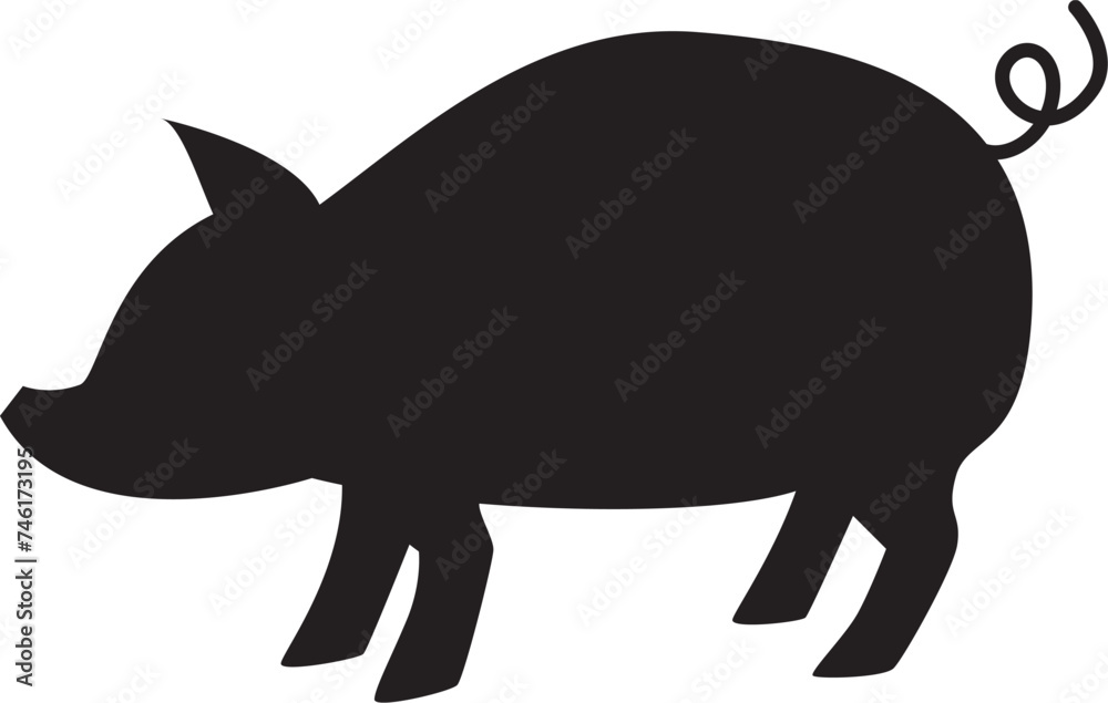 Fototapeta premium 豚のシルエットイラスト