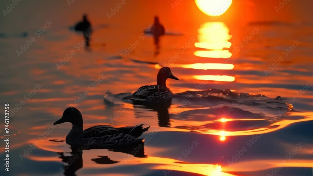 ducks in the river Footage 4K