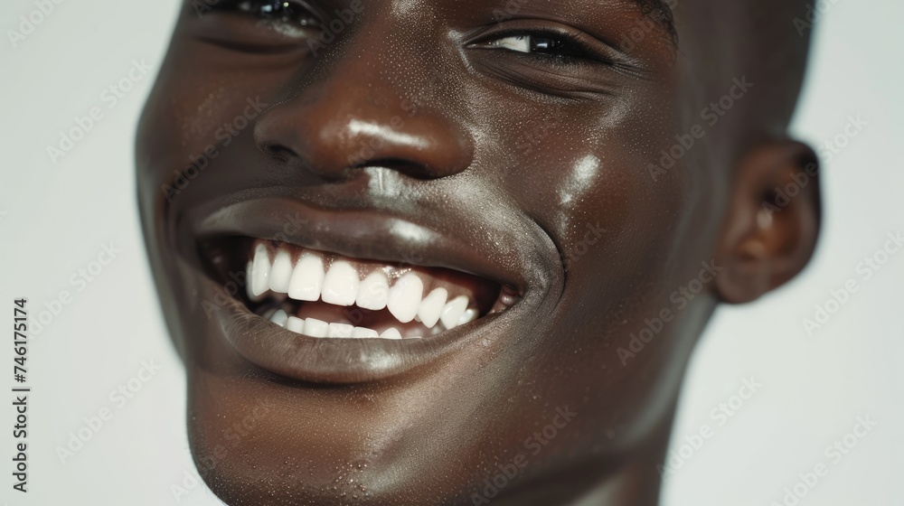 Portrait of a happy smiling young African American black man with shiny healthy white teeth. Isolated on solid background. AI Generated Portrait of a happy smiling young African American black man with shiny healthy white teeth. Isolated on solid background. AI Generated