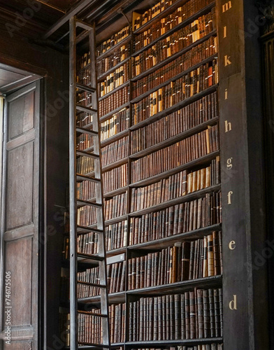 Bookshelf in old library