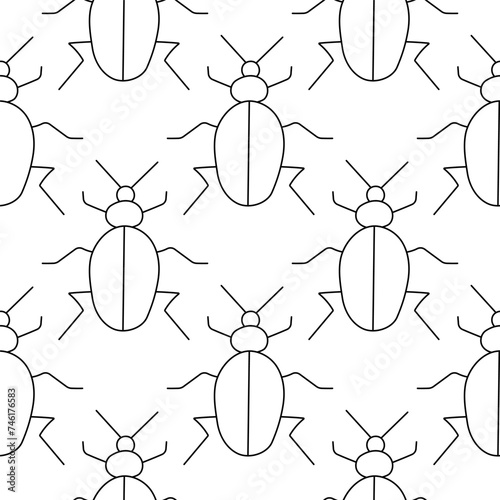 Insect Garden beetle with mustache and legs. Live nature. Extermination of insects in the garden. Hand drawn vector illustration. pattern seamless background wallpaper abstract texture print line