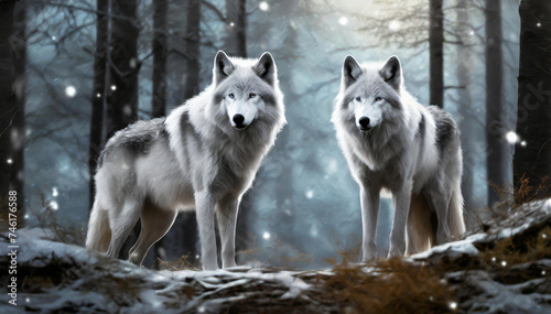 Obraz Białe wilki