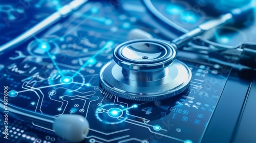 Obraz na płótnie Blockchain technology in the healthcare system w salonie