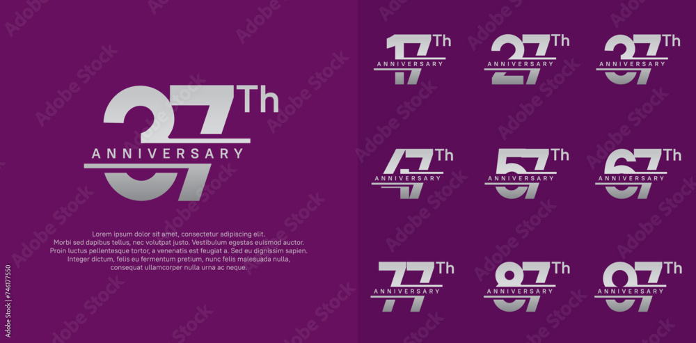 Fototapeta premium anniversary vector set design with silver color for celebration day