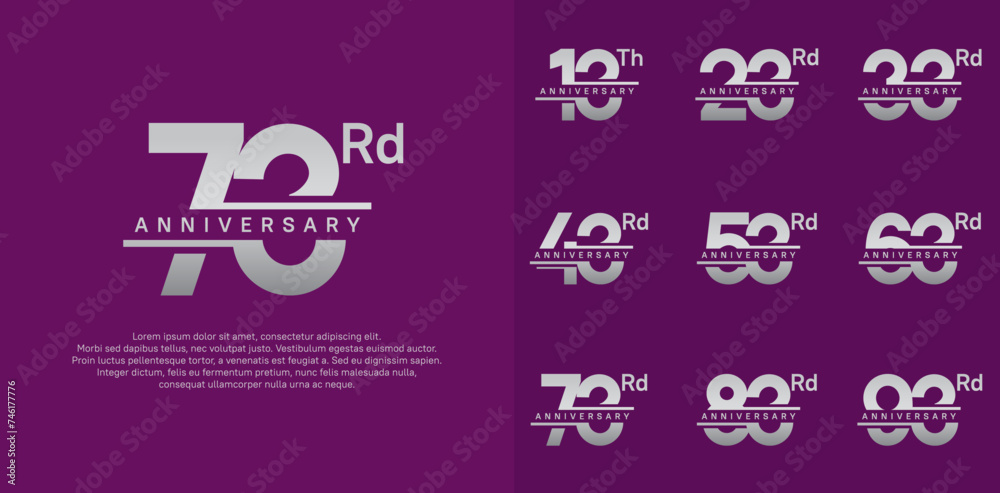 Fototapeta premium anniversary vector set design with silver color for celebration day