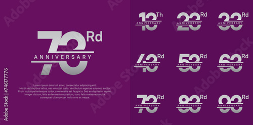 anniversary vector set design with silver color for celebration day