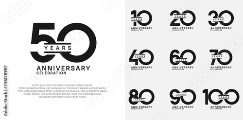 anniversary logotype vector set with black color for special celebration