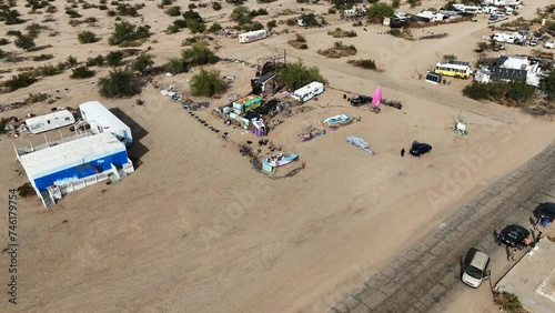 Slab City, California, Once camp Dunlap. from a UAV Drone where residents have homesteaded in the desert photo
