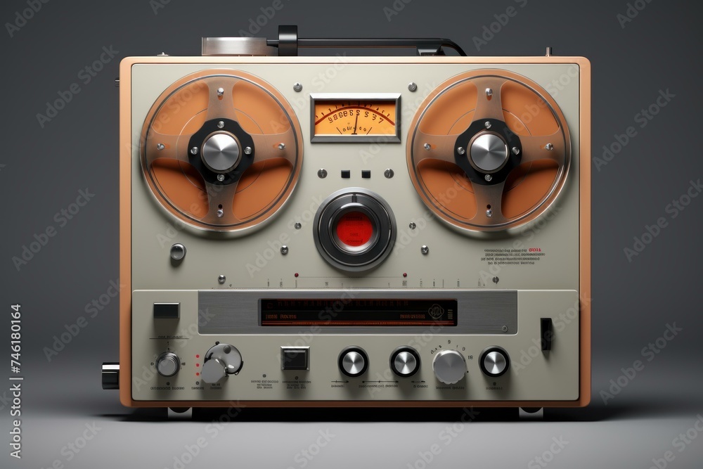 Fototapeta premium Vintage Retro tape recorder. Audio player. Generate Ai