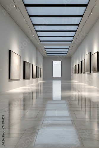                                                                         Museum of Contemporary Art  White Gallery  paintings on display. Generative AI