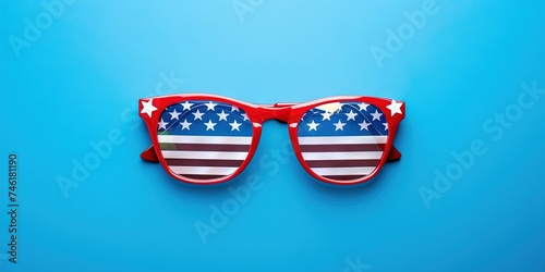 Patriotic sunglasses with red white and blue stars and stripes flag design