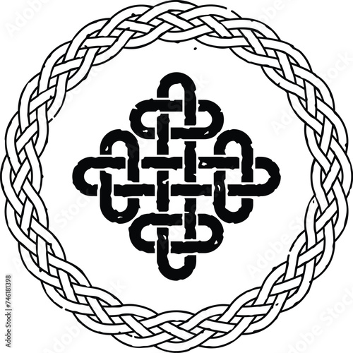 Grunge Round Celtic Pattern with Knot