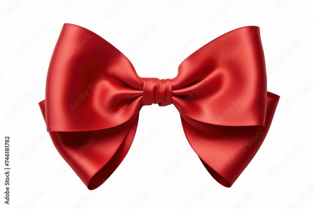 Glossy Ribbon red bow satin. Card border gift. Generate Ai