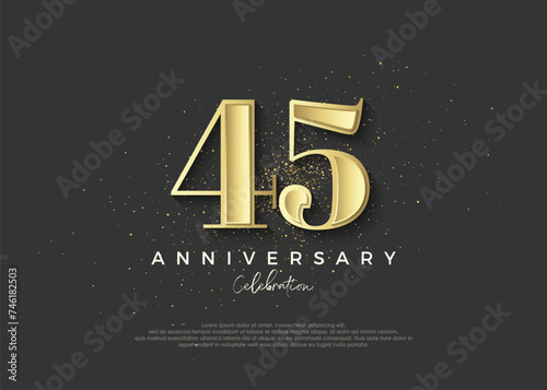 45th anniversary golden. Premium vector design to celebrate birthday. Premium vector background for greeting and celebration.