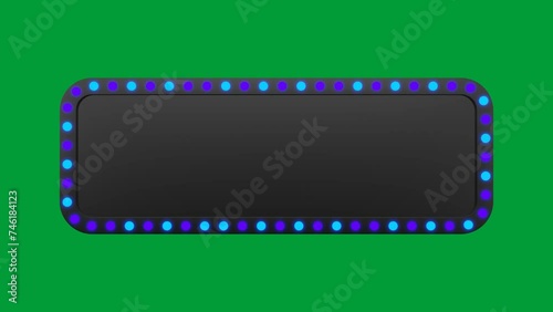 Neon light label, loop animation with green screen